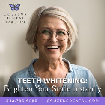 Discover professional teeth whitening options that deliver fast, effective results for a radiant and confident smile. Learn how Hilton Head’s dentist, Dr. Susan Couzens at Couzens Dental can help you achieve a brighter smile.